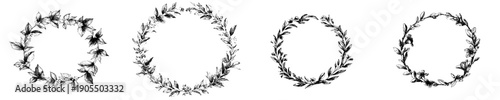 Elegant laurel wreath of black and white leaves