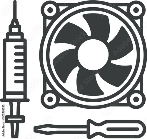 Computer hardware and medical tool illustration