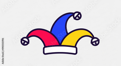 Colorful Jester Hat Isolated on White Background