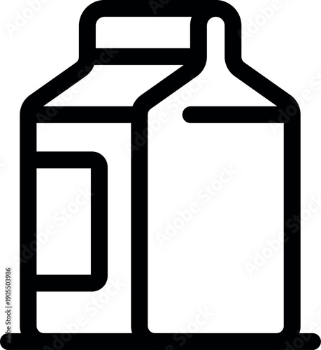 Simple and bold line icon of a milk or juice carton, perfect for representing dairy products, breakfast, or healthy drinks