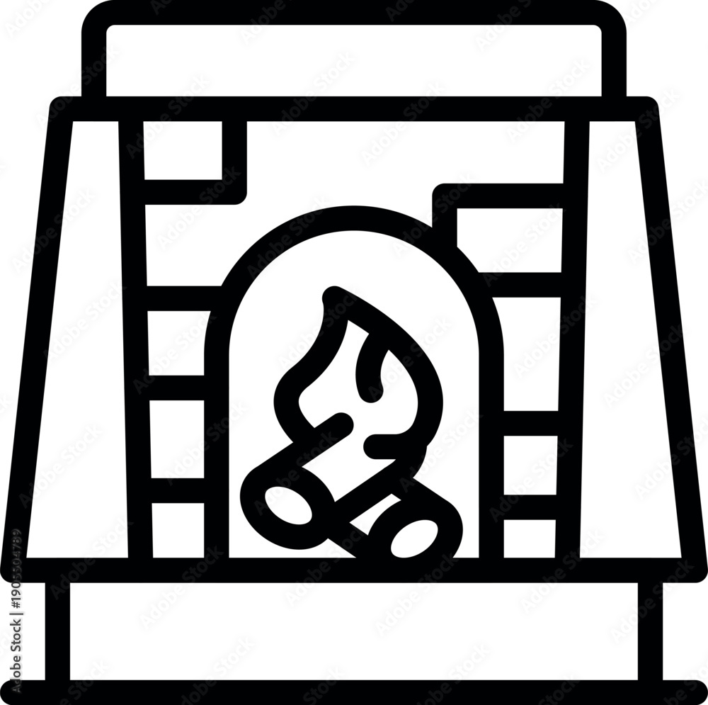 Naklejka premium Cozy fireplace burning logs, creating a warm and inviting atmosphere