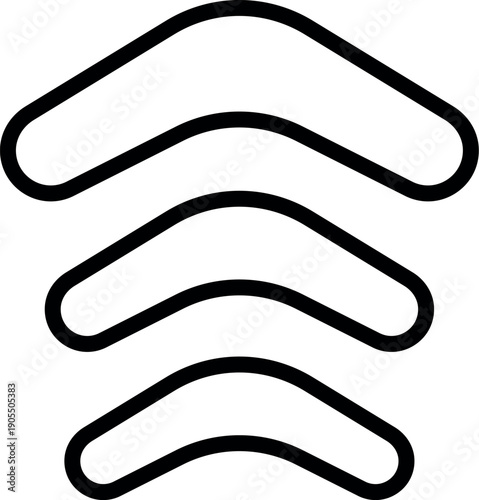 Three boomerangs are flying together, symbolizing teamwork and hunting