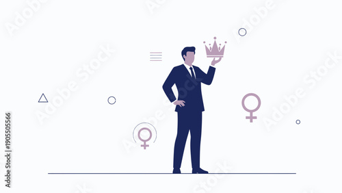 Businessman holding crown, symbolizing leadership and success