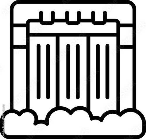 Water flowing through hydroelectric dam, generating sustainable energy