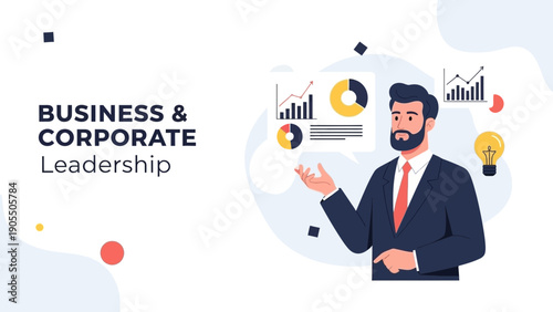 Business Leader Presenting Corporate Growth Strategy with Analytics and Ideas