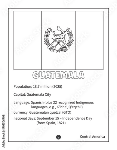 Guatemala Flag Educational Worksheet for Kids.eps