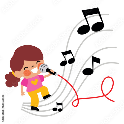 Little Cartoon Kid Playing Music