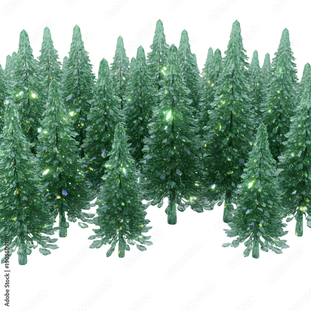 Fototapeta premium Lush Evergreen Pine Trees with Sparkling Lights for Festive Decor