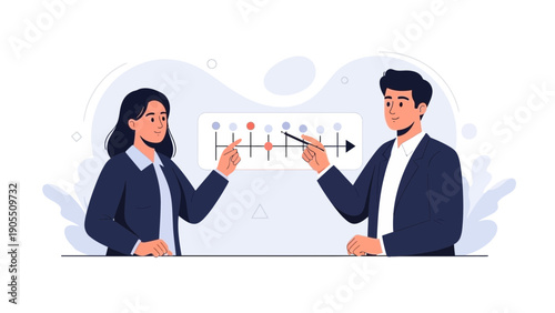 Business meeting analyzing timeline and project progress