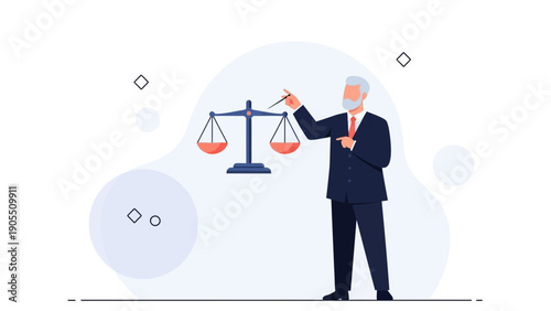 Lawyer or Judge Balancing Scales of Justice in Modern Illustration Style