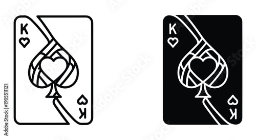 King of Hearts Playing Cards in Black and White Design