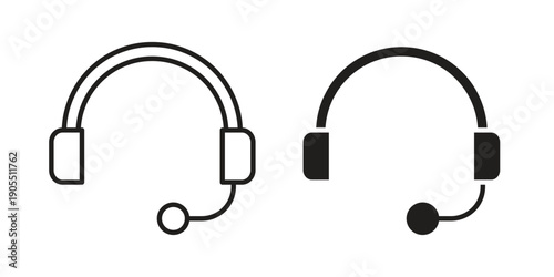 Headphones icon linear style symbols for mobile concept and web design.