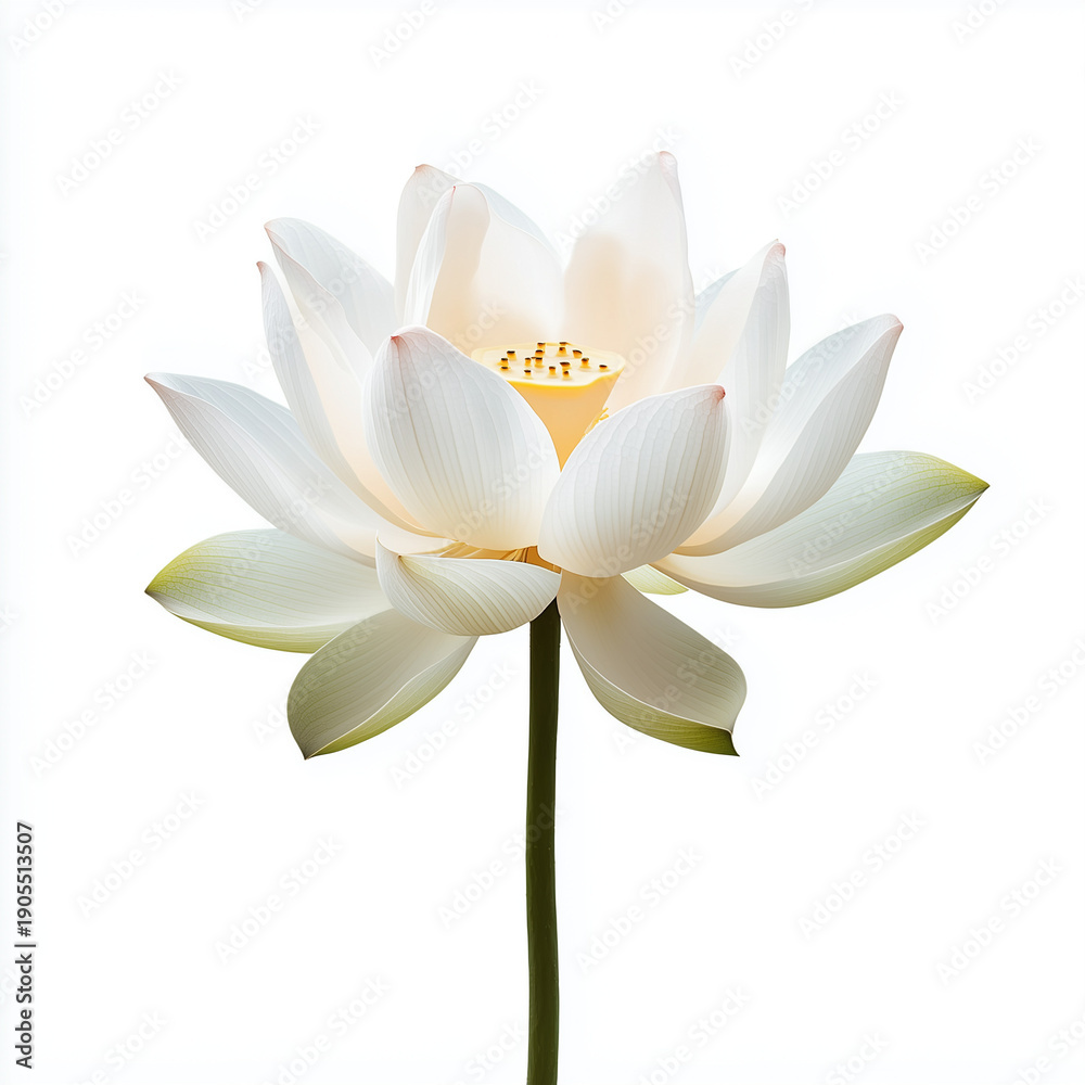 Fototapeta premium White Lotus Flower Isolated on White Background