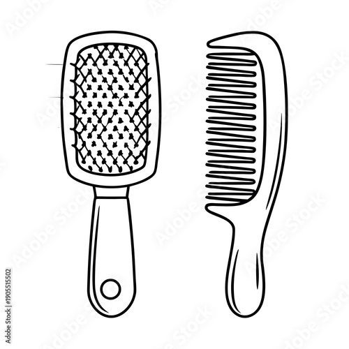 Hairbrush comb travel size version in a white background. 