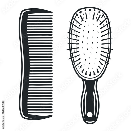 Hairbrush comb travel size version in a white background. 