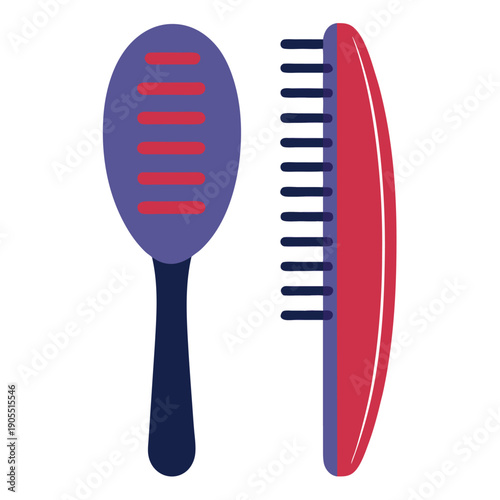 Hairbrush comb travel size version in a white background. 