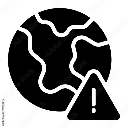 Global warning icon glyph style vector illustration