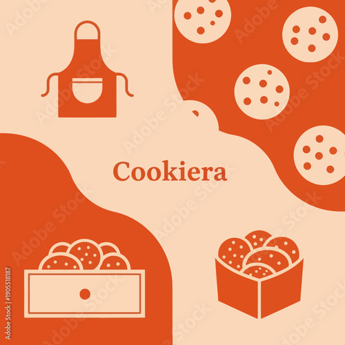 Baking Illustration with Cookies and Apron.