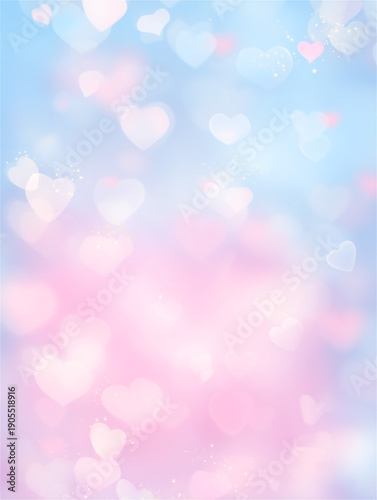 ブルーとピンクのパステルカラー・ハート背景