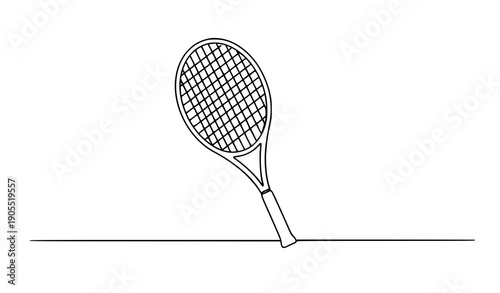 Tennis racket continuous line drawing sports vector illustration
