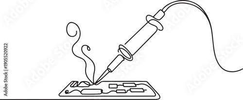 Continuous one line drawing of soldering.one line vector icon illustration