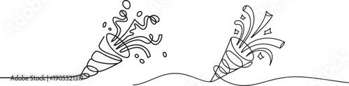 Obraz na płótnie Party popper in continuous line drawing