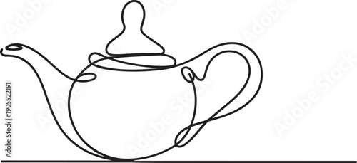 Continuous line design of aladdin magic teapot.one line vector icon illustration