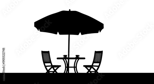 A Relaxing Summer Afternoon With This Elegant Outdoor Patio Table And Umbrella Seating Set.