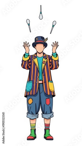 Clown Juggling Scissors with Skill and Fun.