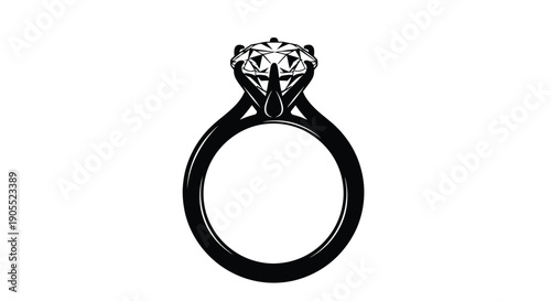 A striking black and white image showcasing a diamond engagement ring elegant and refined silhouette high quality professional detailed modern stylish clean crisp vibrant