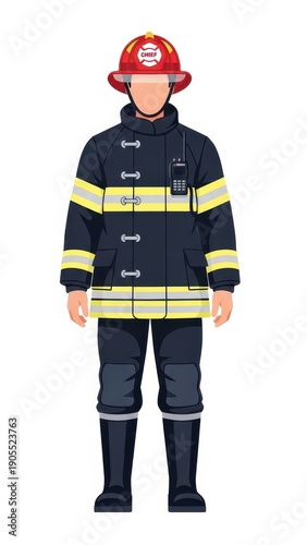 Firefighter Uniform Illustration on White Background.