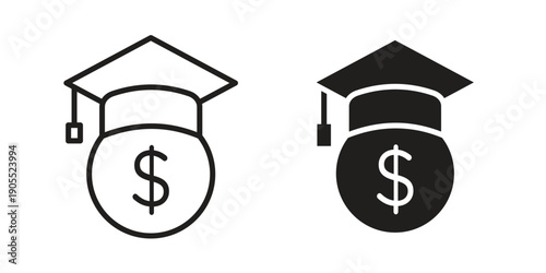 Scholarship icon linear style symbols for mobile concept and web design.