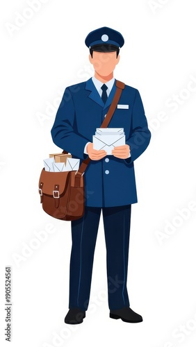 Postman Delivering Mail in Uniform.