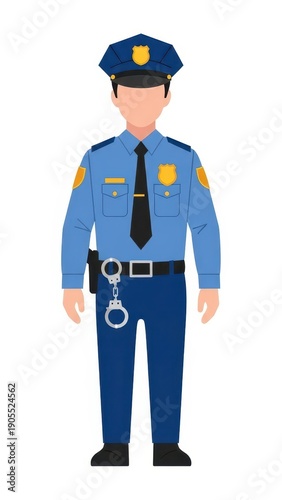 Police Officer Standing with Equipment.
