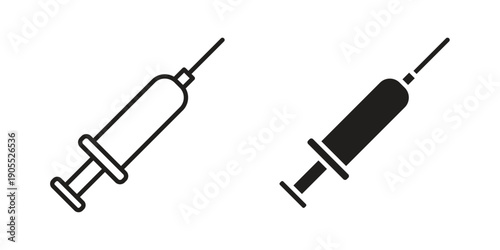 Syringe injection icon linear style symbols for mobile concept and web design.