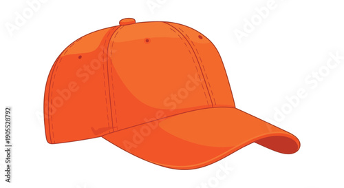 A vibrant orange baseball cap is displayed against a plain white background showcasing a striking silhouette high quality professional detailed modern elegant