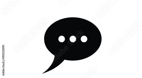 Simple black speech bubble icon with three ellipsis dots inside