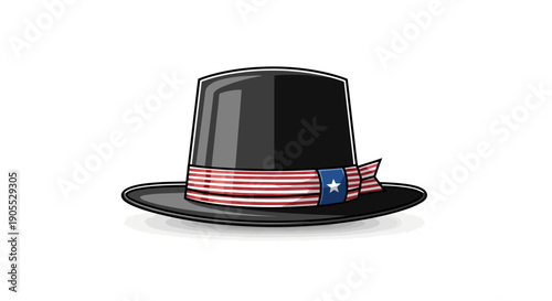 Black Top Hat with a Star Spangled Ribbon, Symbol of Patriotism and Independence