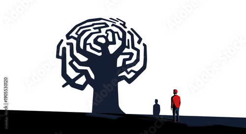 Couple Standing Near a Maze Shaped Tree