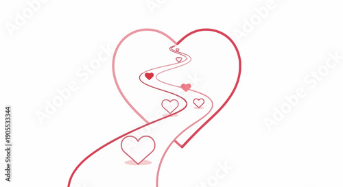 Minimalist Line Art Heart with Pathway Illustration for Love and Connection Concepts