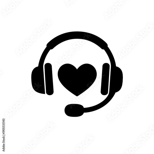 Customer service representative with a caring heart wearing a headset