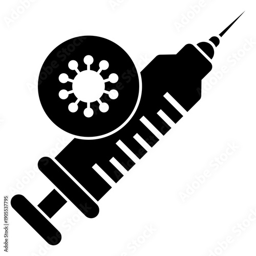 Solid Black Simple Vaccine Icon for Healthcare