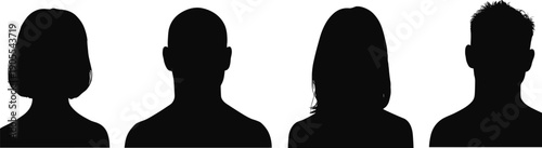 People head silhouette avatars set showing male and female profiles, anonymous faces, user icons, identity concept, profile illustration