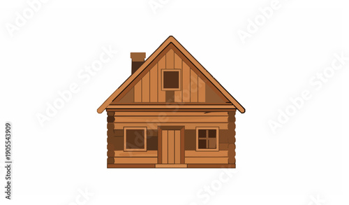 Cute cartoon wooden house flat vector illustration for kidsCute cartoon wooden house flat vector illustration for kids