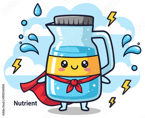 Superhero water pitcher mascot cartoon illustration vector art