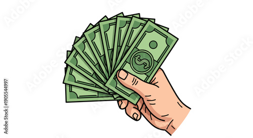 Person Holding a Fan of Dollar Bills Illustration