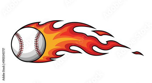 Fast Flying Baseball on Fire with Flaming Tail