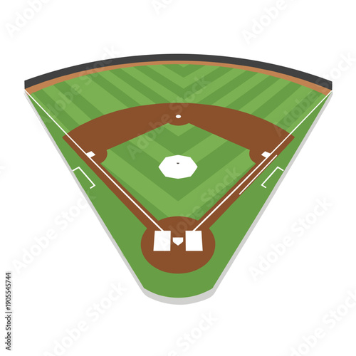 Green Baseball Diamond Field Layout with White Lines