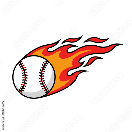 Baseball on Fire with Glowing Flame Tail Motion