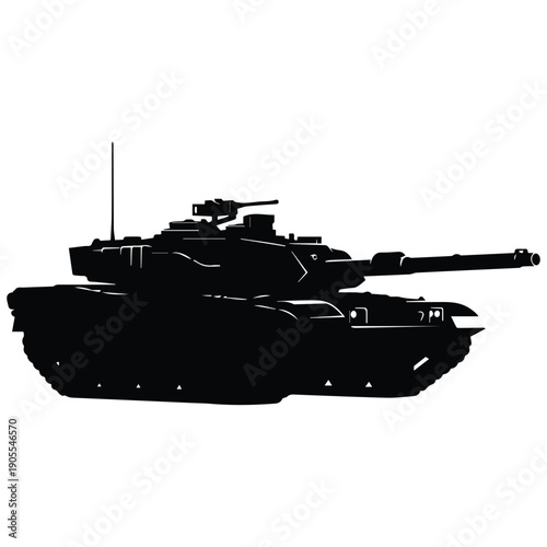 Silhouette of a modern tank, armored fighting vehicle in profile